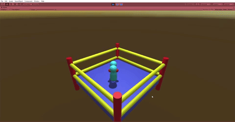 Animation of characters boxing in a ring